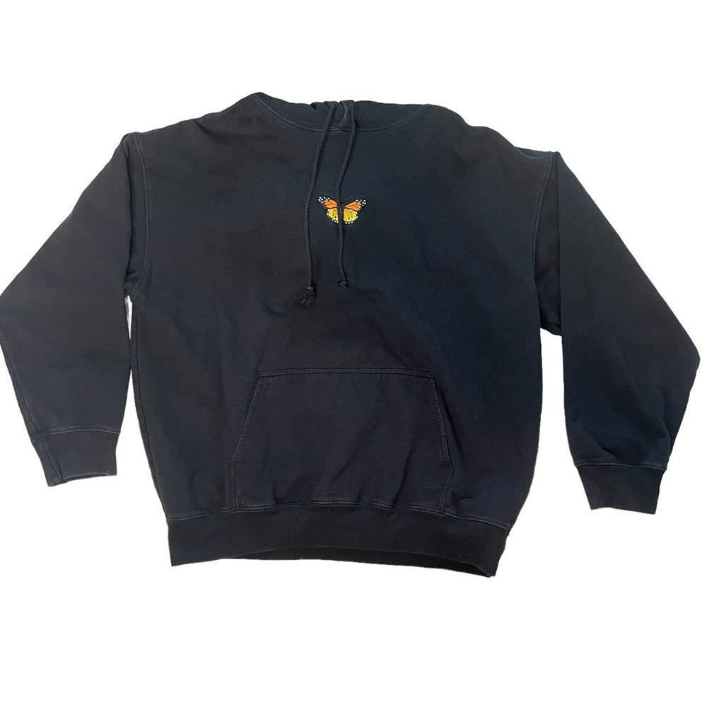 PACSUN John Galt x Brandy Melville Black Butterfly Pullover Hoodie